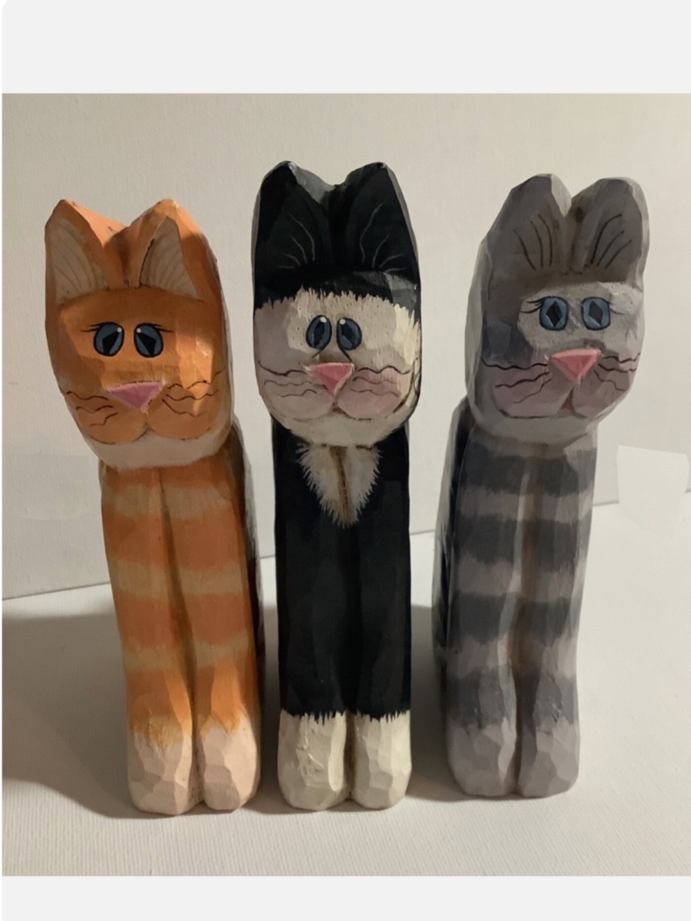 Folk Art Cat Sculptures (3)